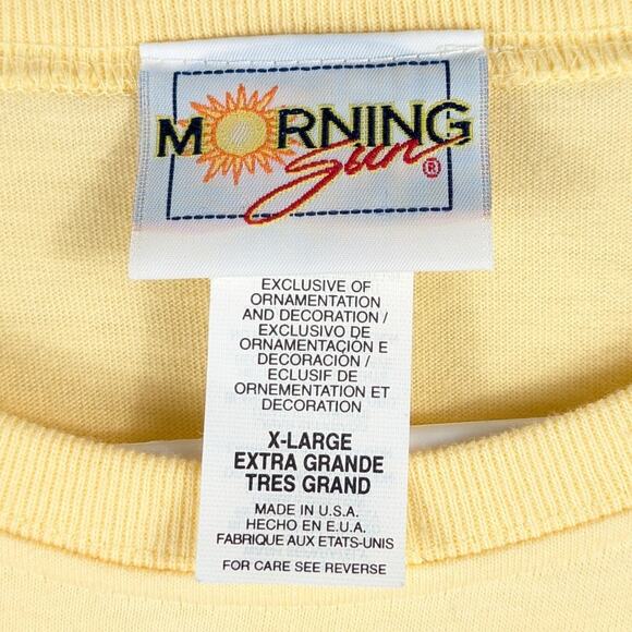 Morning Sun XL Yellow Floral Graphic T-Shirt Made in USA 100% Cotton Tee - Picture 2 of 4